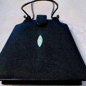 Used Vintage Pako Mikel Stingray Handbag with Metal decorative handles